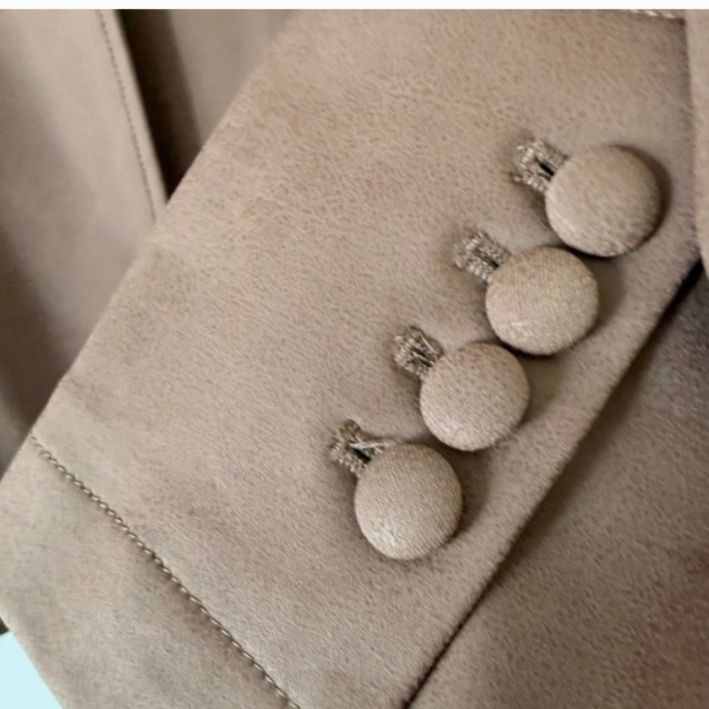 CLARA SUN WOO Signature Liquid Leather Blazer Jacket in Taupe Size L NWOT - Picture 10 of 12